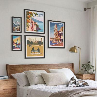 Set de 5 cuadros para salón Paisajes de ciudades europeas