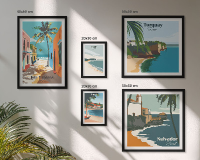 Conjunto de cuadros decorativos Playas costeras coloridas