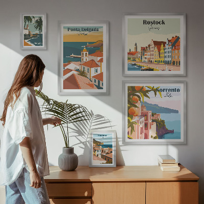 Set de 5 cuadros para salón Paisajes urbanos europeos