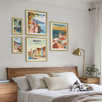 Set de 5 cuadros para salón Paisajes urbanos europeos