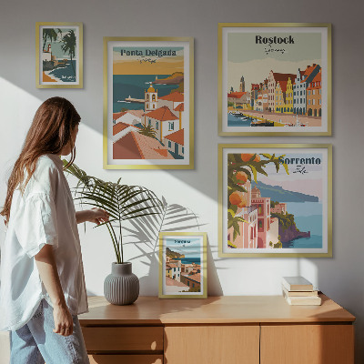 Set de 5 cuadros para salón Paisajes urbanos europeos
