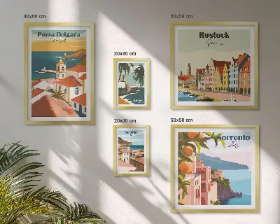 Set de 5 cuadros para salón con paisajes urbanos europeos