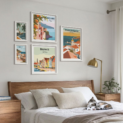 Set de 5 cuadros para salón Paisajes urbanos europeos