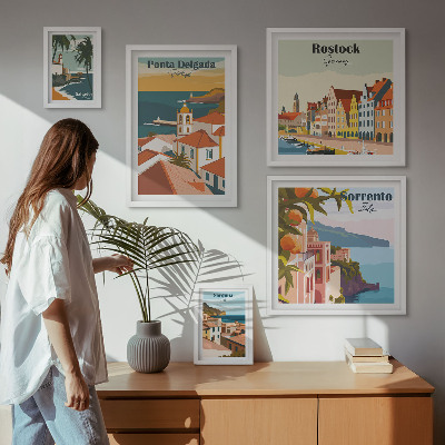 Set de 5 cuadros para salón Paisajes urbanos europeos