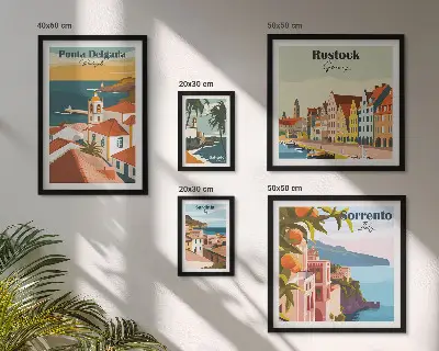 Set de 5 cuadros para salón con paisajes urbanos europeos