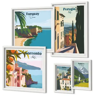Pintorescos pueblos italianos cuadro para pared de galería de arte