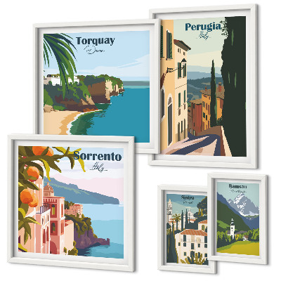 Pared galería de arte Pintorescos pueblos italianos