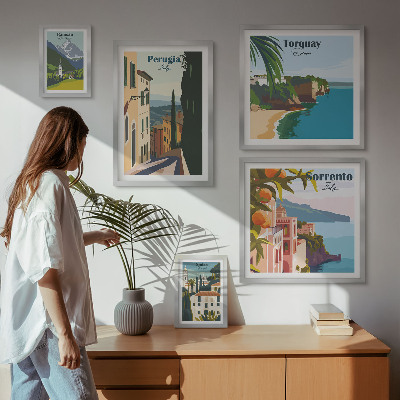 Pared galería de arte Pintorescos pueblos italianos