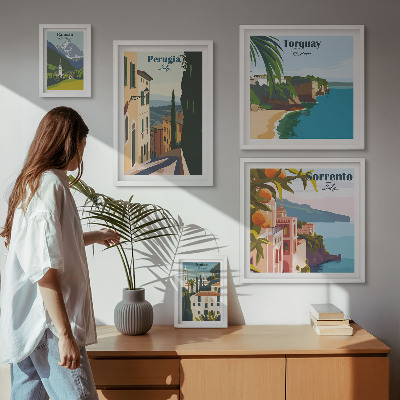 Pared galería de arte Pintorescos pueblos italianos