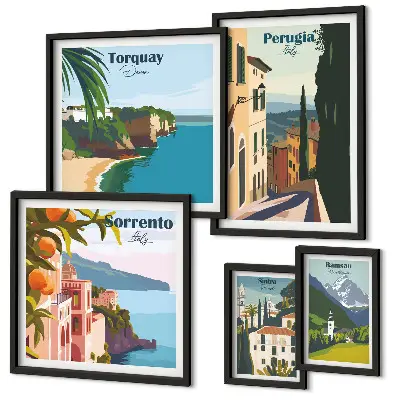 Pintorescos pueblos italianos cuadro para pared de galería de arte
