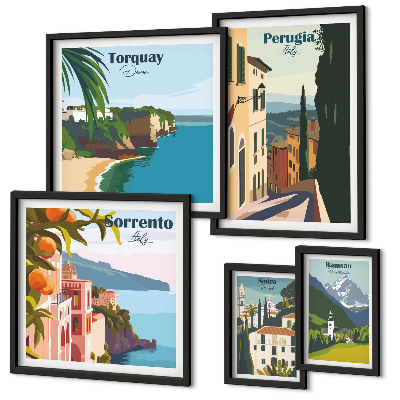 Pared galería de arte Pintorescos pueblos italianos