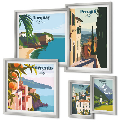 Pared galería de arte Pintorescos pueblos italianos
