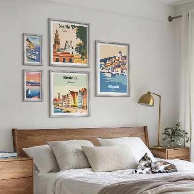 Conjunto de cuadros decorativos Paisajes de ciudades costeras