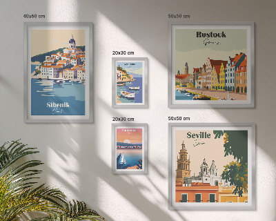 Conjunto de cuadros decorativos Paisajes de ciudades costeras