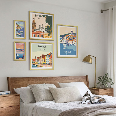 Conjunto de cuadros decorativos Paisajes de ciudades costeras