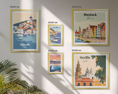 Conjunto de cuadros decorativos Paisajes de ciudades costeras