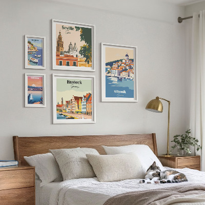 Conjunto de cuadros decorativos Paisajes de ciudades costeras