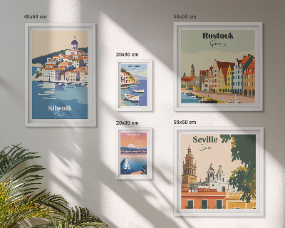 Conjunto de cuadros decorativos Paisajes de ciudades costeras