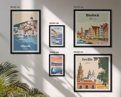 Conjunto de cuadros decorativos Paisajes de ciudades costeras