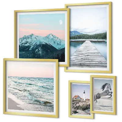 Set de 5 cuadros de paisajes naturales decoración para salón