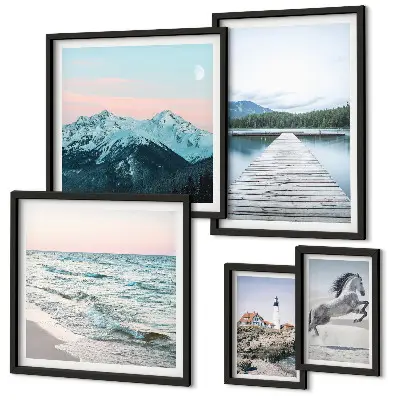 Set de 5 cuadros de paisajes naturales decoración para salón