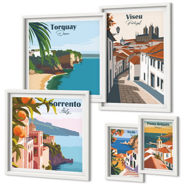 Conjunto de cuadros decorativos Pueblos pintorescos de Europa