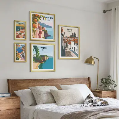 Conjunto de cuadros decorativos de pueblos pintorescos de Europa