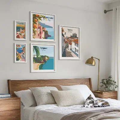 Conjunto de cuadros decorativos de pueblos pintorescos de Europa