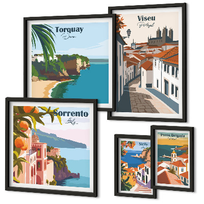 Conjunto de cuadros decorativos Pueblos pintorescos de Europa