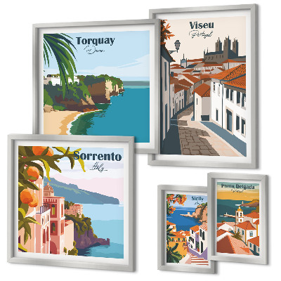 Conjunto de cuadros decorativos Pueblos pintorescos de Europa