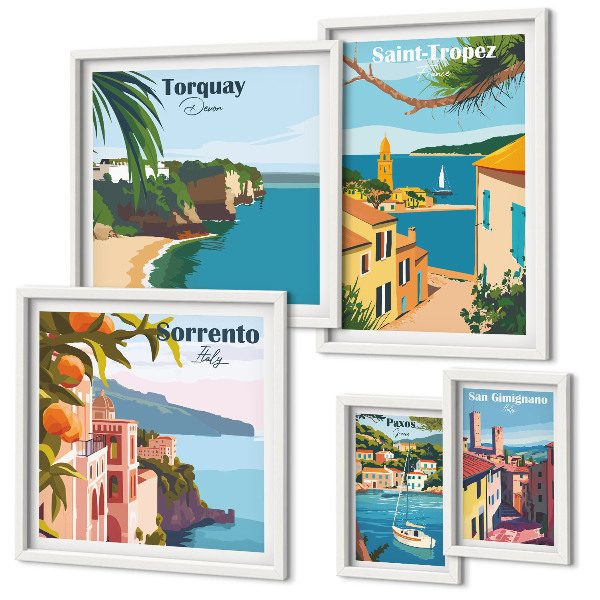 Set de 5 cuadros para salón Paisajes de ciudades europeas