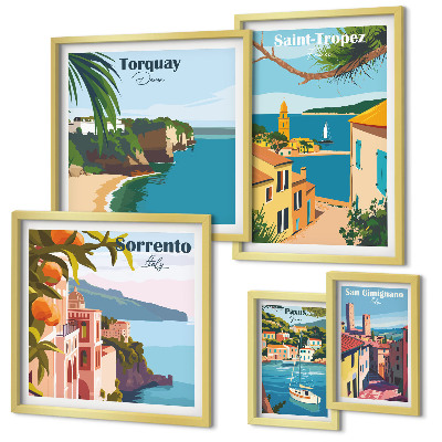 Set de 5 cuadros para salón Paisajes de ciudades europeas
