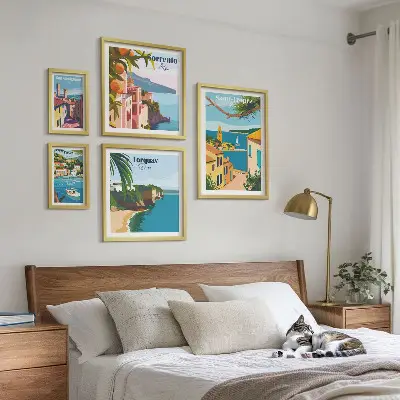 Set de 5 cuadros decorativos con paisajes de ciudades europeas