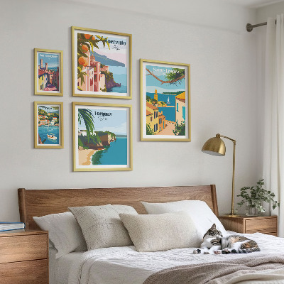 Set de 5 cuadros para salón Paisajes de ciudades europeas