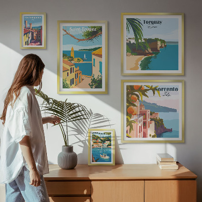 Set de 5 cuadros para salón Paisajes de ciudades europeas