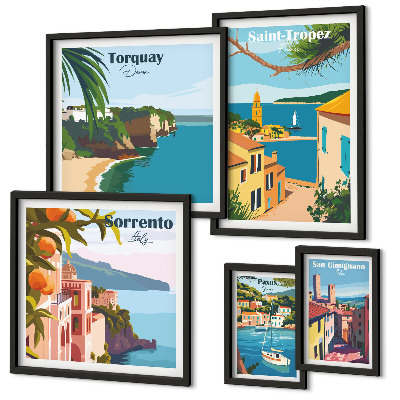 Set de 5 cuadros para salón Paisajes de ciudades europeas