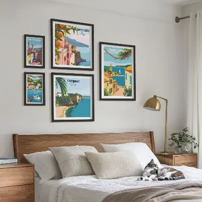 Set de 5 cuadros decorativos con paisajes de ciudades europeas