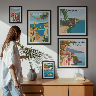 Set de 5 cuadros para salón Paisajes de ciudades europeas