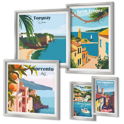 Set de 5 cuadros para salón Paisajes de ciudades europeas