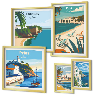 Pared galería de arte Paisajes costeros de Europa