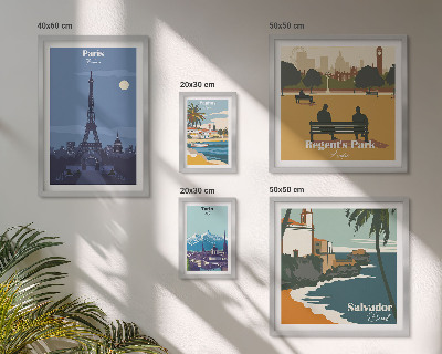 Conjunto de cuadros decorativos Ciudades europeas emblemáticas de estilo retro