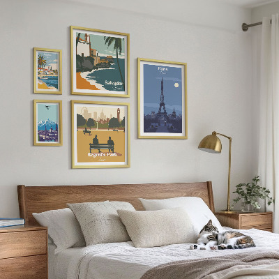 Conjunto de cuadros decorativos Ciudades europeas emblemáticas de estilo retro