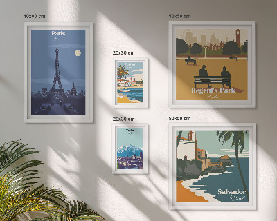 Conjunto de cuadros decorativos Ciudades europeas emblemáticas de estilo retro