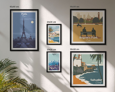 Conjunto de cuadros decorativos Ciudades europeas emblemáticas de estilo retro