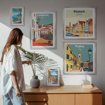 Set de 5 cuadros para salón Vistas arquitectónicas de ciudades europeas