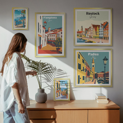 Set de 5 cuadros para salón Vistas arquitectónicas de ciudades europeas
