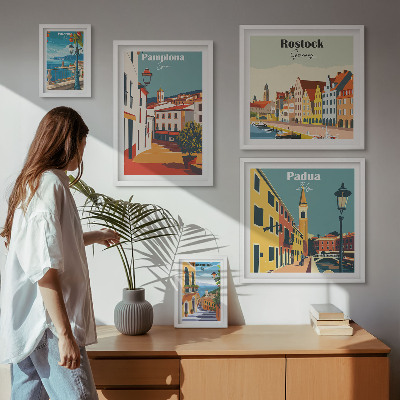 Set de 5 cuadros para salón Vistas arquitectónicas de ciudades europeas