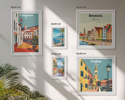 Set de 5 cuadros para salón Vistas arquitectónicas de ciudades europeas