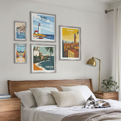 Conjunto de cuadros decorativos Paisajes urbanos con faroles