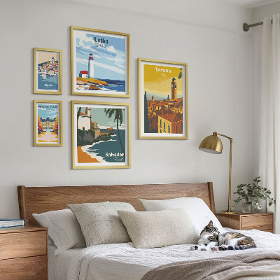 Conjunto de cuadros decorativos Paisajes urbanos con faroles